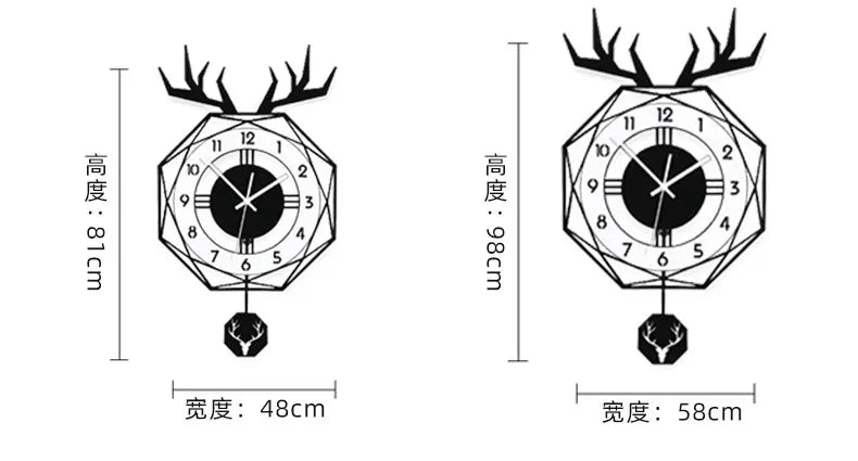 ساعة حائط بتصميم رأس غزال للديكور الفاخر لغرفة المعيشة - ساعة حائط نوردية للبيع بالجملة لغرف المعيشة والنوم