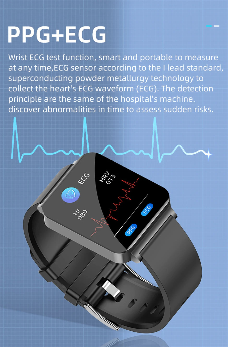 ساعة ذكية لقياس مستوى السكر في الدم مع ميزات ECG وPPG لمراقبة نبضات القلب ودرجة حرارة الجسم للرجال والنساء – متعقب للياقة البدنية وساعات رياضية 2024.