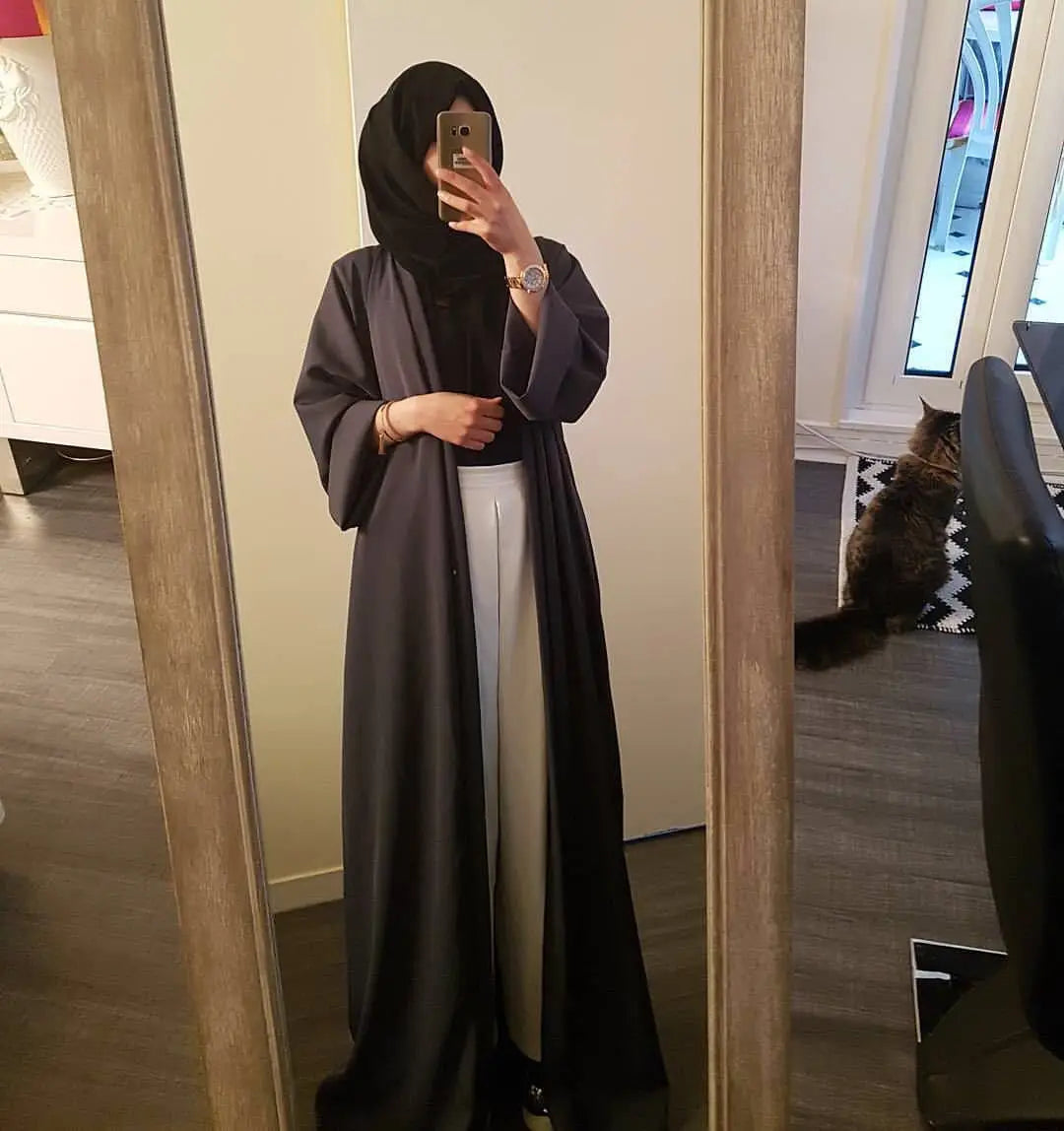 عباية مفتوحة نسائية طويلة كاردين Spring Summer ملابس إسلامية تقليدية كيمونو عربي كفتان كلاسيكي باللون الأسود مقاسات S-XXL