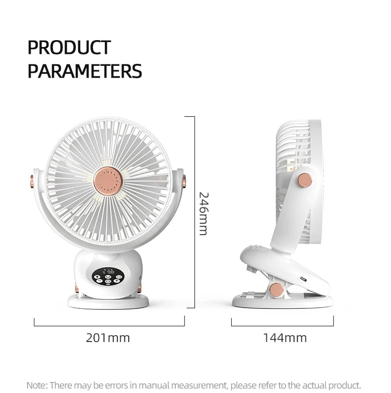 مروحة كهربائية محمولة 3 في 1 مع قاعدة قابلة للتثبيت وميزة الدوران، مكيف هواء صغير بمدخل USB نوع-C، 3 سرعات، مثالية للتخييم