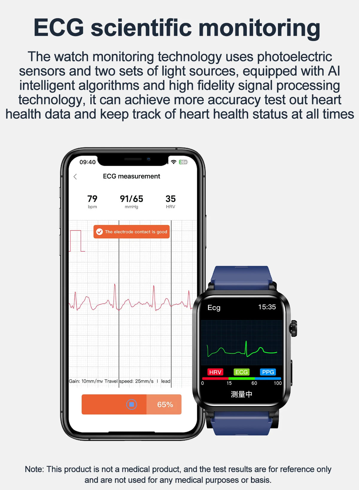 ساعة ذكية صحية 2024 مع مضخة هواء وكشف دقيق لضغط الدم ECG+PPG لمراقبة معدل ضربات القلب ومستويات السكر في الدم للرجال والنساء