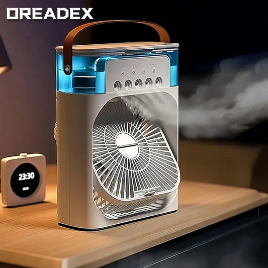 مروحة OREADEX 3 في 1 مكيف هواء محمول مع ضوء ليلي LED ومروحة قابلة للتعديل ومُرَطِب هواء للاستخدام في المنزل والمكتب