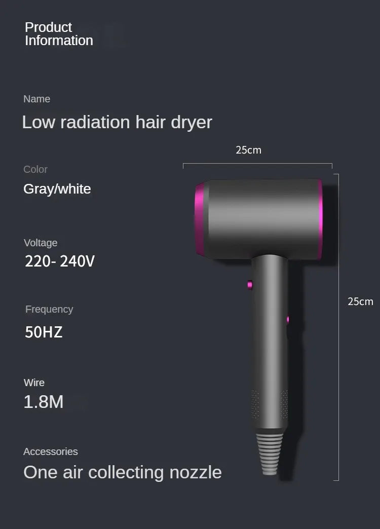 مجفف شعر احترافي 1250 واط بنظام الهواء الساخن والبارد بتقنية دويسون مع ضوء أزرق وتكنولوجيا حماية من الحرارة الزائدة