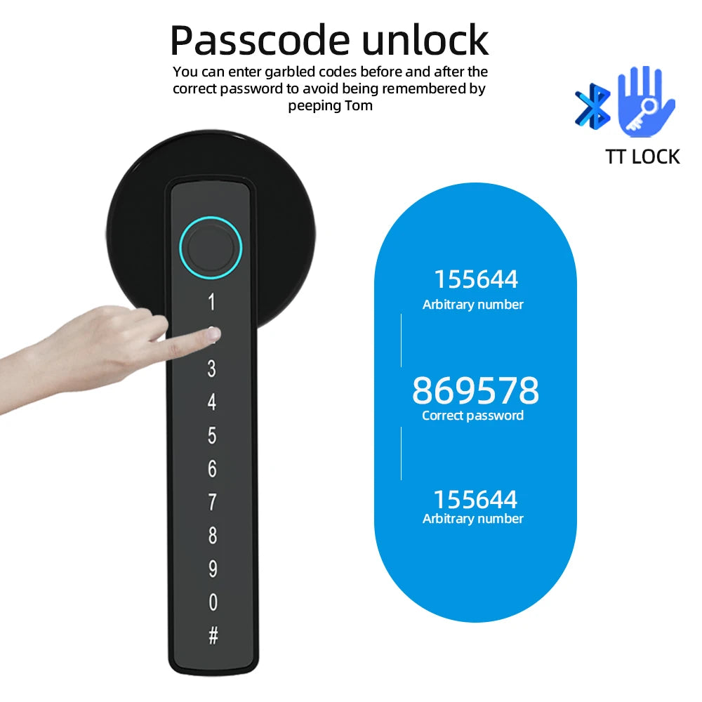 قفل باب إلكتروني RAYKUBE M5 TT Lock مع بصمة الأصبع وكلمة المرور وفتح القفل عبر تطبيق TT Lock لنمط المرور لغرفة النوم