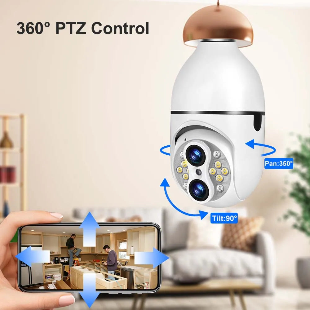 كاميرا مصباح ضوئي مزدوج العدسة DIDSeth بدقة 4MP مع زوم رقمي 10X ورؤية ليلية ملونة ومقاومة للماء وصوت ثنائي الاتجاه E27