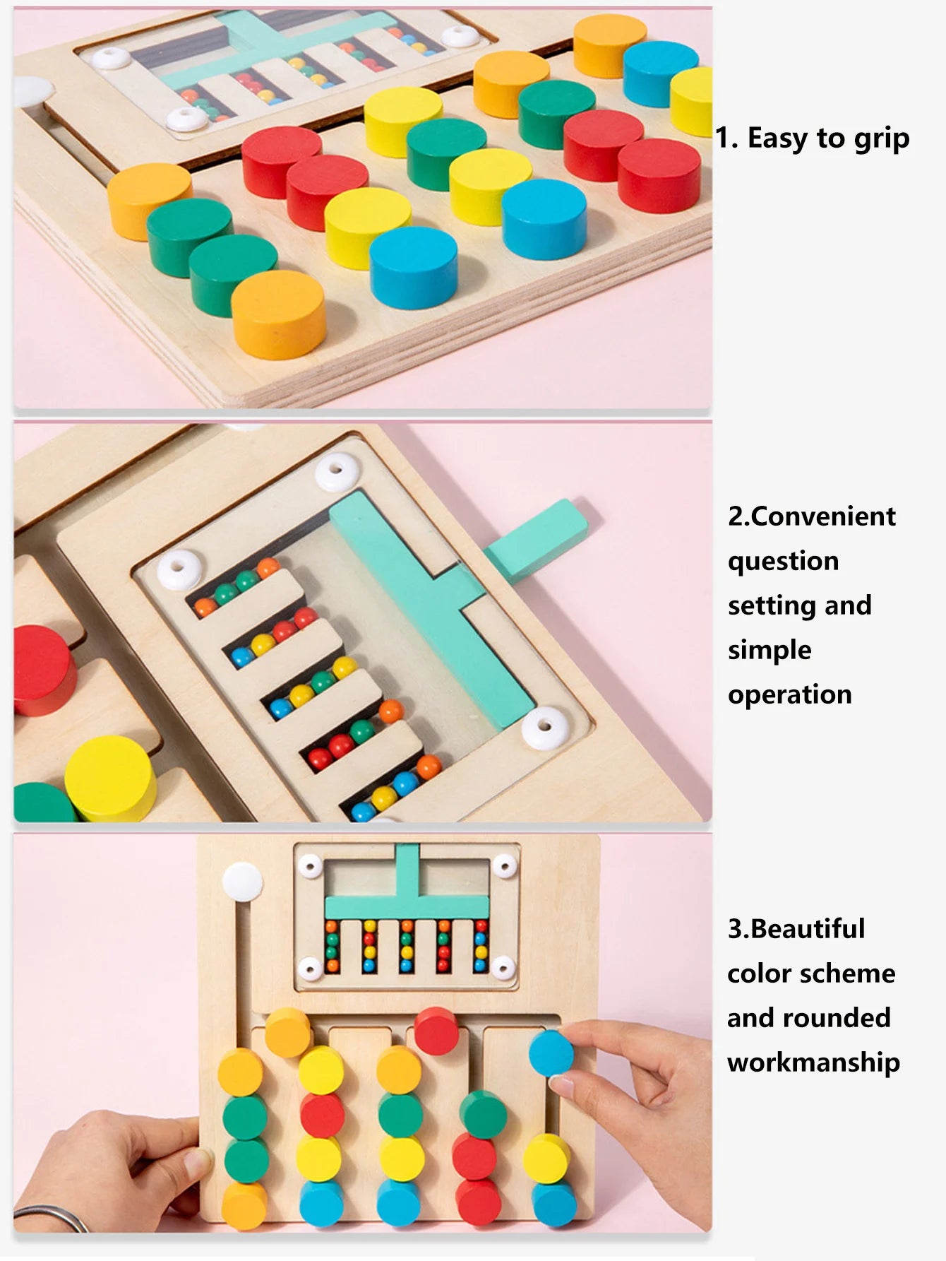 ألغاز مطابقة الألوان الخشبية مونتيسوري، لعبة منطق، تدريب التفكير، تنمية التنسيق بين اليد والعين، لعبة تعليمية مبكرة