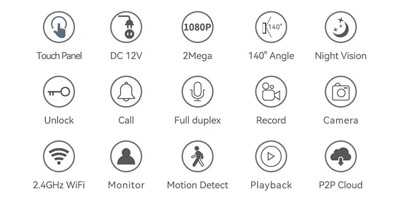جهاز اتصال مرئي مع جرس باب بشاشة IPS مقاس 7 بوصات بدقة 2 ميجابكسل و1080 بكسل مع تطبيق Tuya ونظام AHD WIFI