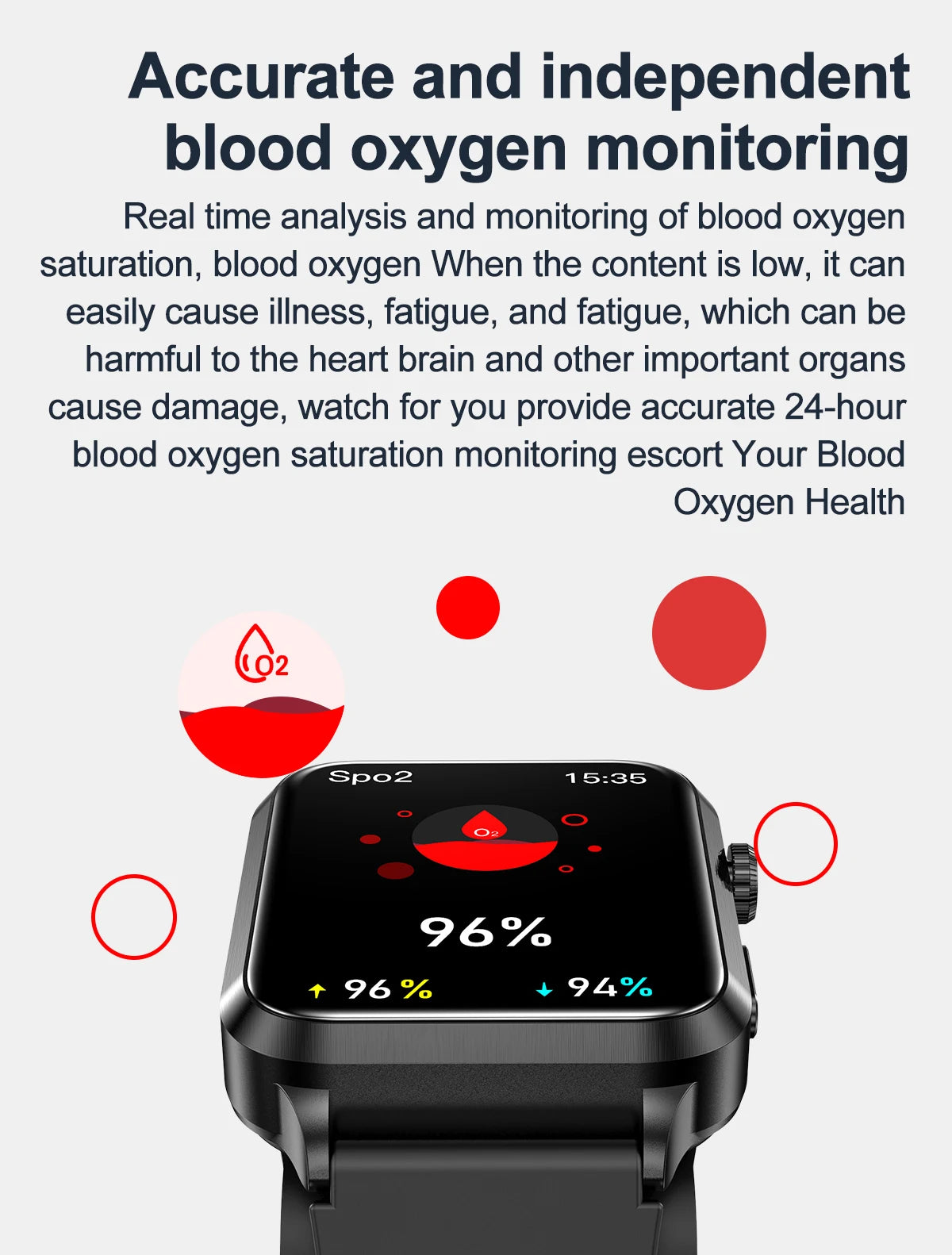 ساعة ذكية صحية 2024 مع مضخة هواء وكشف دقيق لضغط الدم ECG+PPG لمراقبة معدل ضربات القلب ومستويات السكر في الدم للرجال والنساء