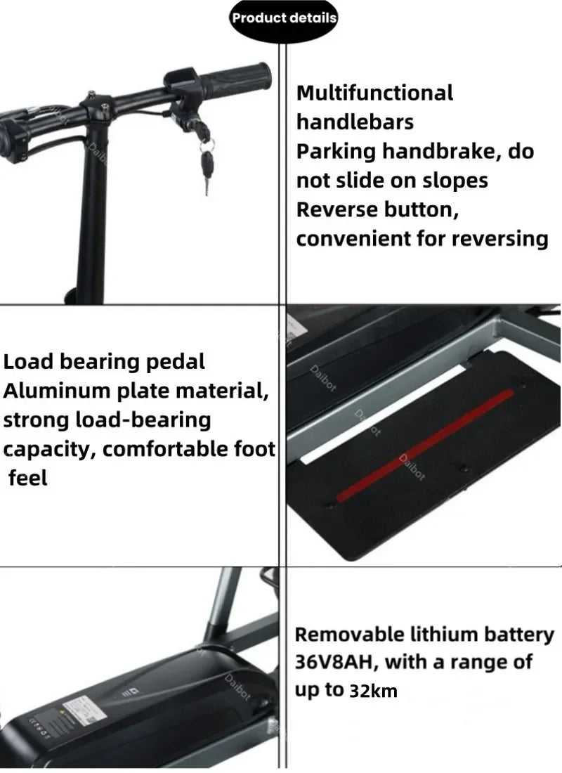 سكوتر كهربائي خفيف الوزن 300 واط 36 فولت بأربع عجلات قابل للطي لذوي الاحتياجات الخاصة، مدى 32 كم، بطارية قابلة للإزالة