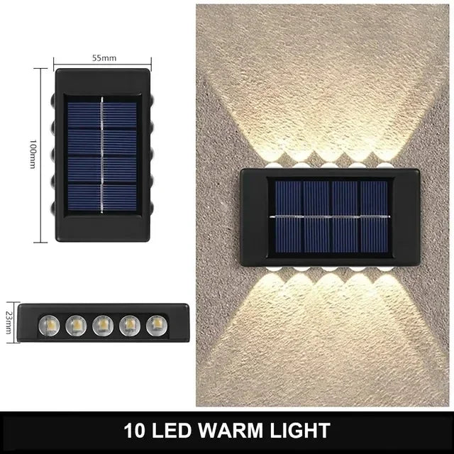 مصباح حائط خارجي شمسي 12 LED مقاوم للماء لمسة ديكورية في الحديقة