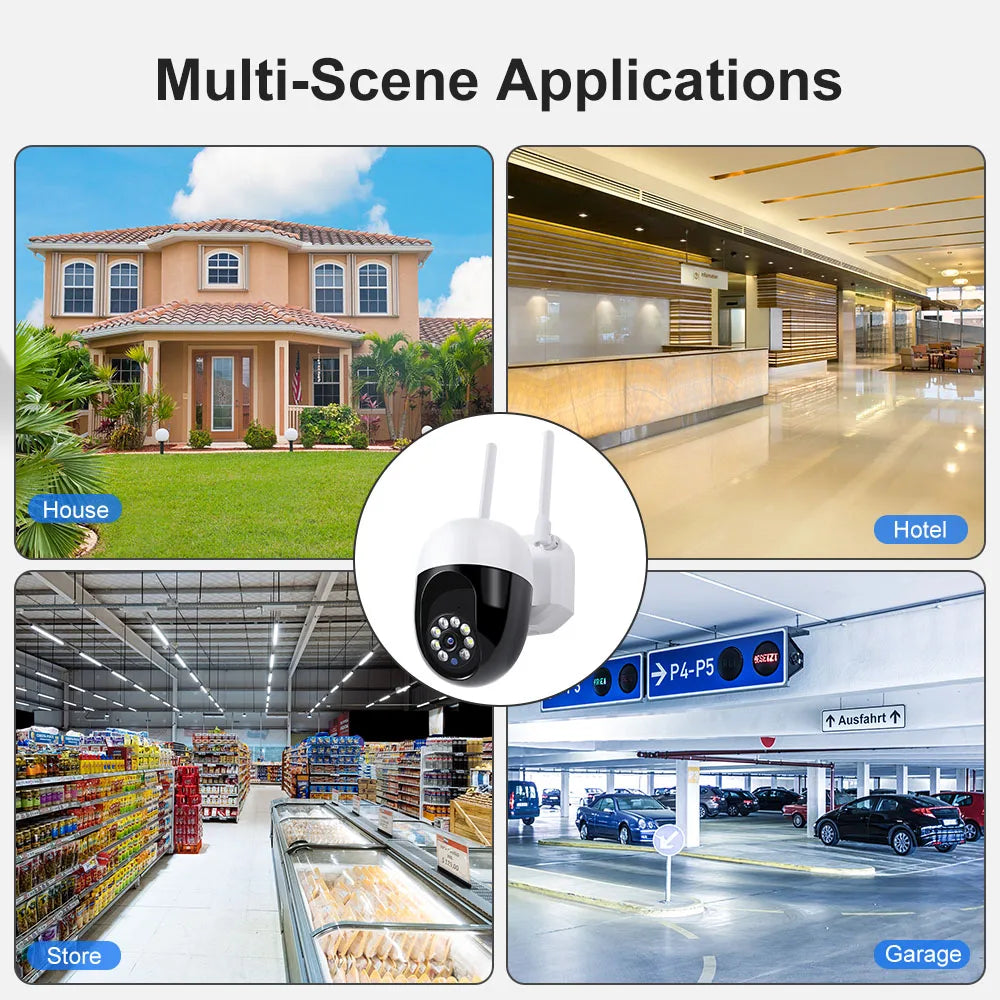 كاميرا مراقبة خارجية رقمية 5 ميجابكسل مع واي فاي 5G ومقاومة للماء - نظام أمان ذكي مع تتبع حركي ورؤية ليلية ملونة