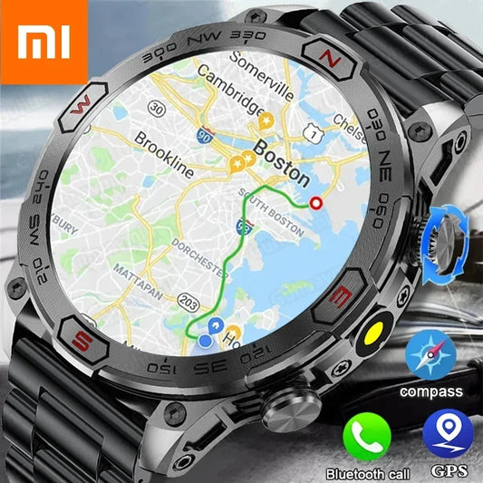 ساعة ذكية عسكرية خارجية جديدة من شاومي مع GPS للرجال، شاشة AMOLED، مراقب نبضات القلب وضغط الدم، اتصال بلوتوث، مقاومة للماء