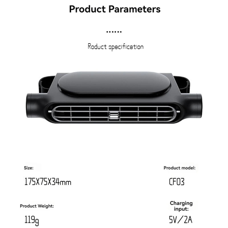 مروحة كهربائية جديدة لتبريد الهواء في السيارة 2024، مروحة USB قابلة لإعادة الشحن، مكيف هواء مصغر بدون شفرات، تدفق هواء قوي