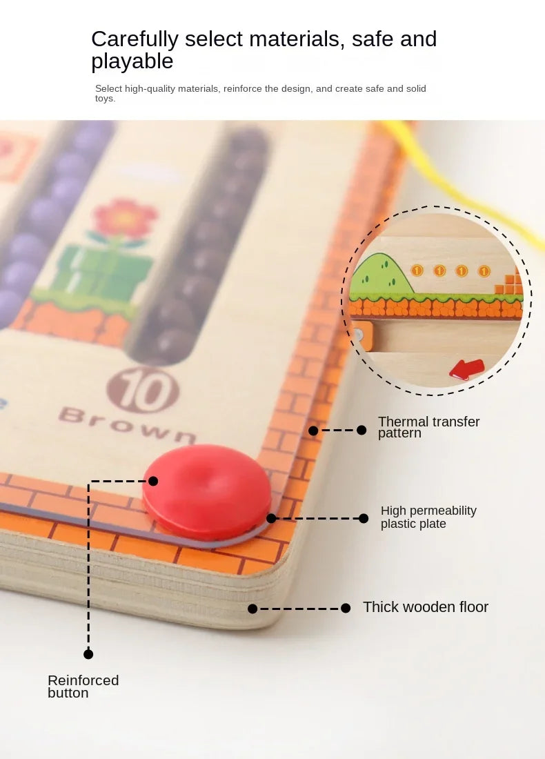لعبة تعليمية خشبية مغناطيسية لتعلم الألوان والأرقام مع متاهة للمطابقة، ألعاب مونتيسوري للأطفال هدية تعليمية