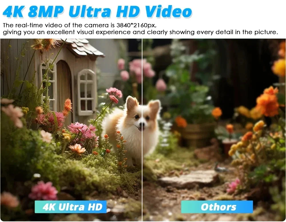 كاميرا واي فاي IP خارجية بدقة 4K و8MP مع تكبير بصري 50X وتحكم PTZ - كاميرا أمان معدنية مع رؤية ليلية بالأشعة تحت الحمراء