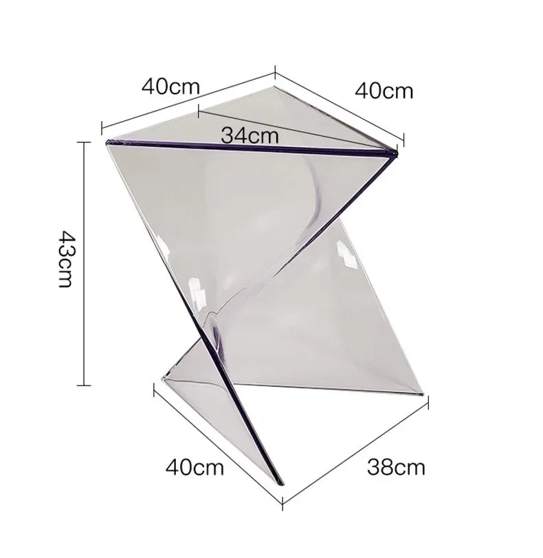 طاولة جانبية شفافة من الأكريليك بتصميم هندسي - طاولة قهوة صغيرة للمنازل بتصميم مبتكر على شكل صاعقة