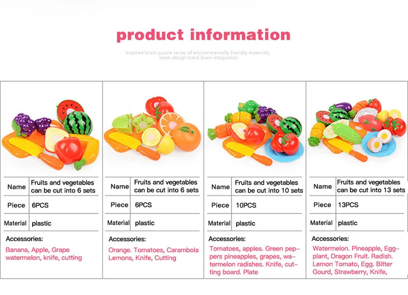 مجموعة ألعاب تقطيع الفواكه والخضروات للأطفال للعب التخيلي في المطبخ، ألعاب مونتيسوري للأطفال البنات والأولاد
