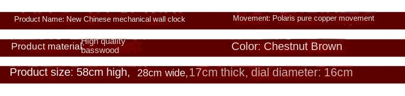ساعة حائط خشبية فاخرة بحركة ميكانيكية من النحاس الخالص مع بندول روحاني بتصميم عتيق فخم لتزيين المنزل