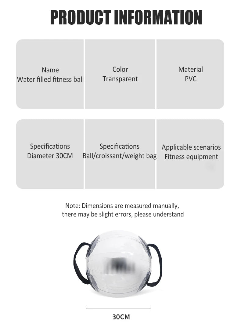 كرة تمرين مملوءة بالماء - كرة لياقة بدنية - كرة أكوا لرفع الأثقال - حقيبة ترطيب - دمبلز - معدات صالة رياضية منزلية لتدريب القوة