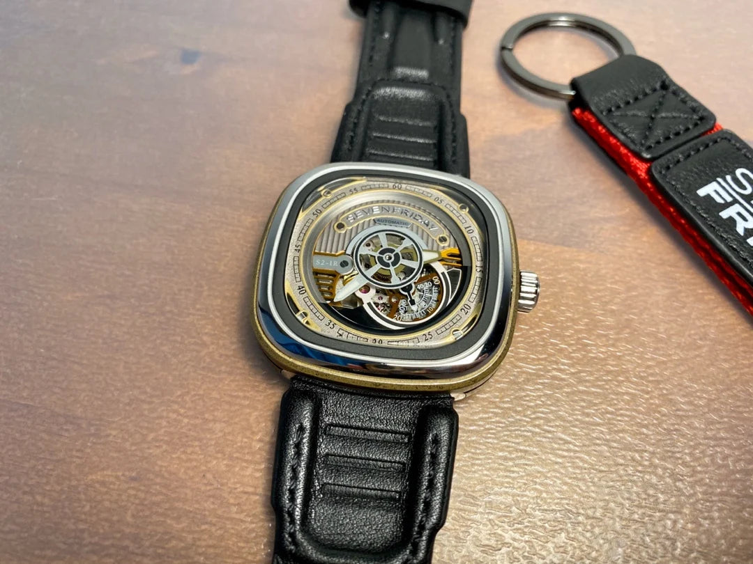 ساعة ميكانيكية رجالية مقاومة للماء من SEVENFRIDAY، بقرص كبير مربع، ذات حركة أوتوماتيكية، سلسلة S، تدعم NFC، بأسلوب نبيل، S2/01