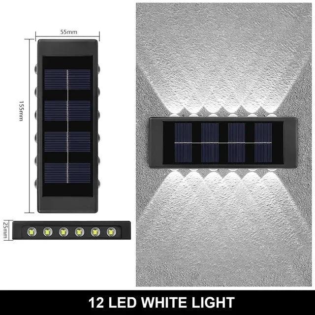 مصباح حائط خارجي شمسي 12 LED مقاوم للماء لمسة ديكورية في الحديقة