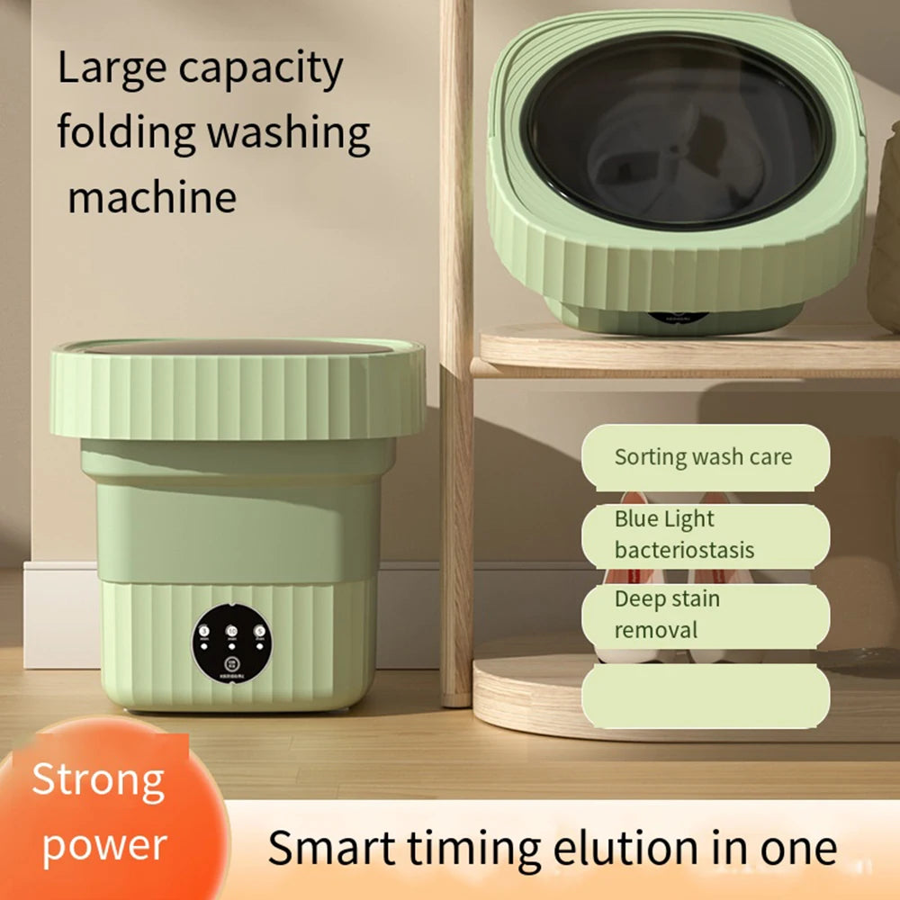 غسالة محمولة صغيرة بسعة 9 لتر مع سلة تجفيف للملابس للسفر والسياحة