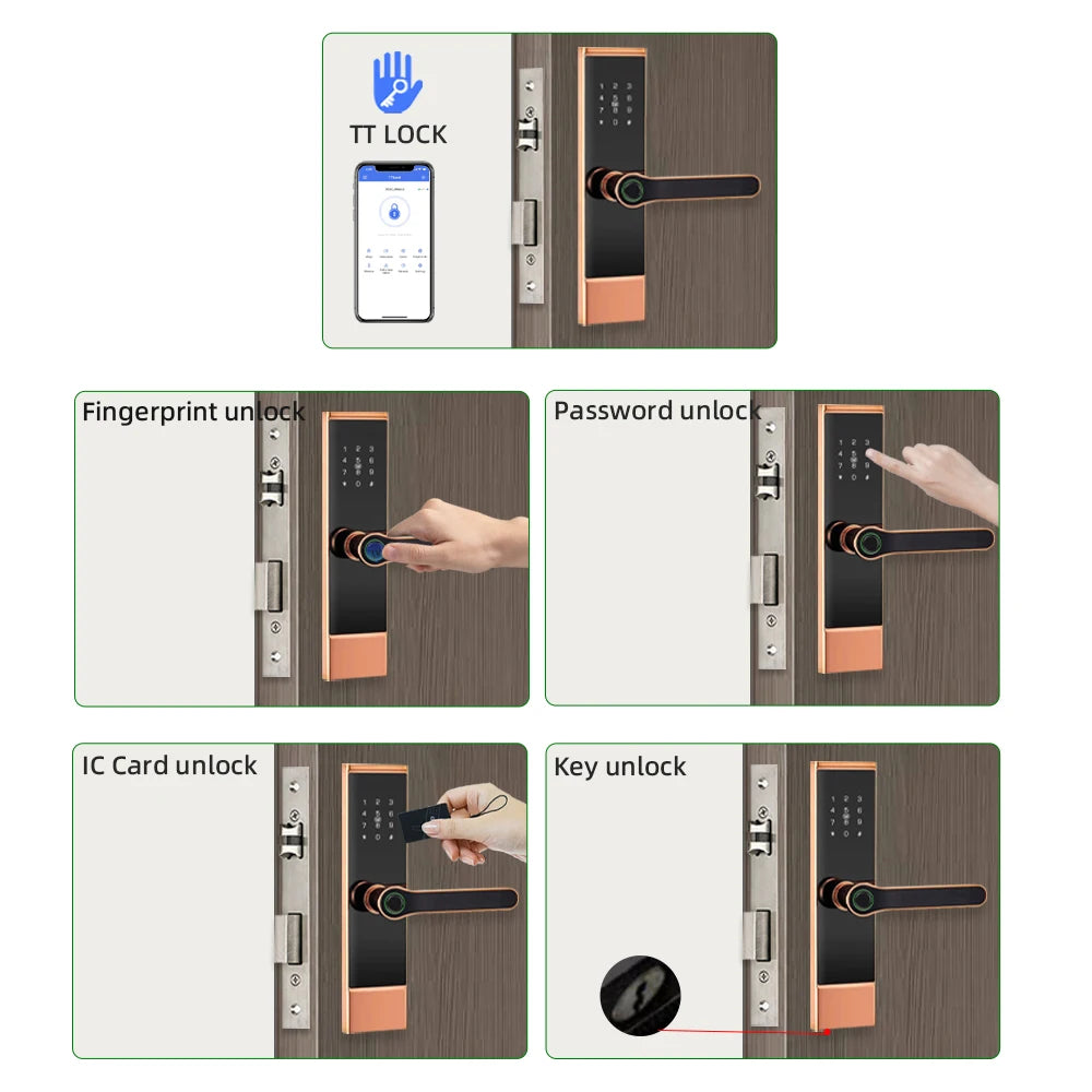 قفل باب رقمي مع بصمة الأصبع RAYKUBE P10 TT - قفل إلكتروني مع كلمة مرور/فتح عبر التطبيق، شحن مجاني من الإمارات إلى السعودية/الإمارات/البحرين/عمان