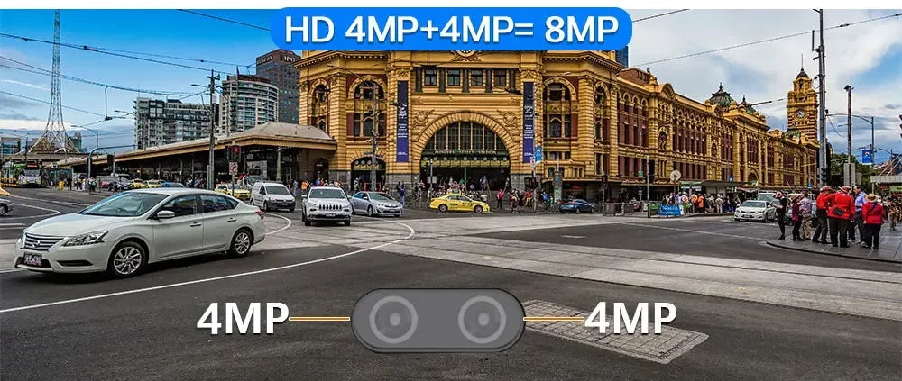 كاميرا IP شمسية بمعدل 8MP ودقة 4K مع عدستين مزدوجتين، PTZ Zoom 10X، تتبع بشري، مراقبة أمنية خارجية، كاميرات CCTV مع بطارية وPIR