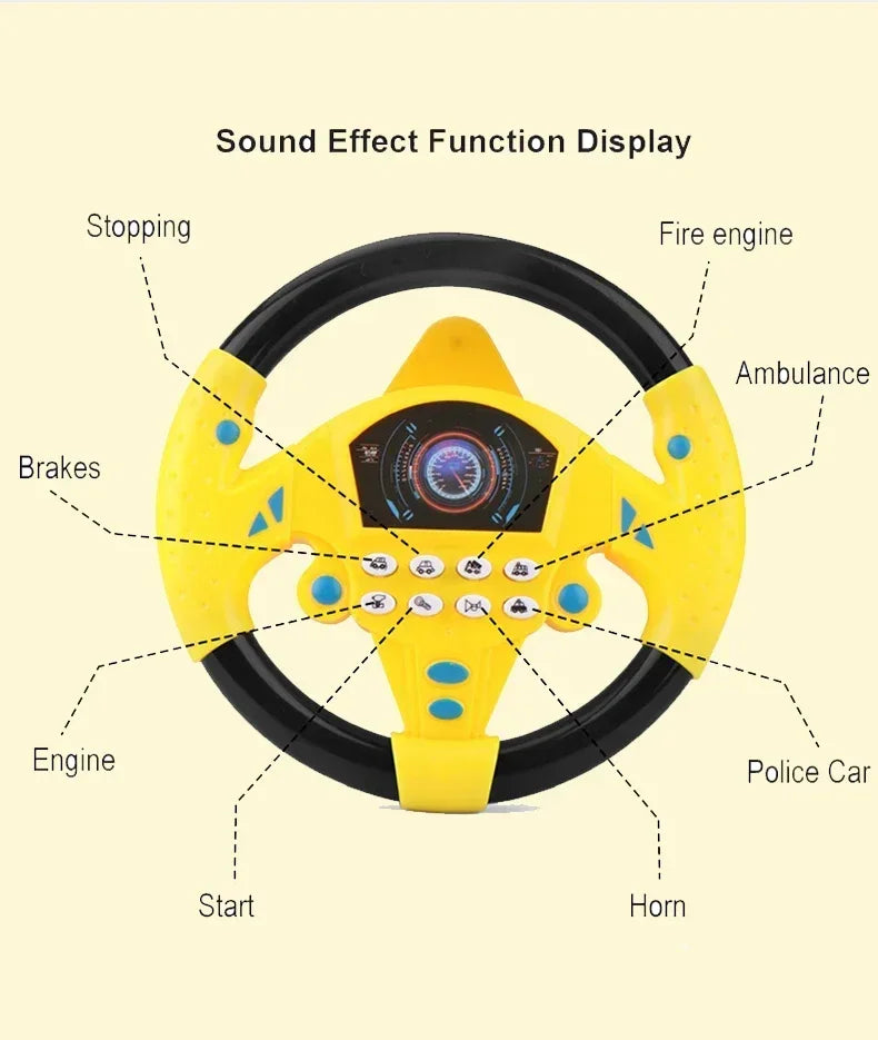 عجلة قيادة محاكاة كهربائية للأطفال مع أضواء وأصوات، لعبة تعليمية للهدايا للأطفال بعمر 3 سنوات وما فوق