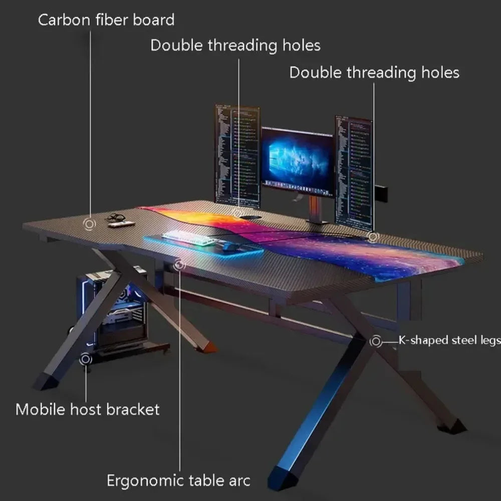 طاولة كمبيوتر للألعاب مع حامل متنقل للوحة المفاتيح - مكتب للعمل والدراسة في المنزل