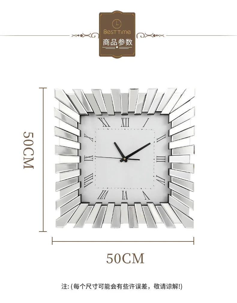 ساعة حائط مرآة زجاجية بتصميم عصري فاخر ومبتكر للديكور في غرفة المعيشة، ساعة إلكترونية معلقة على الحائط