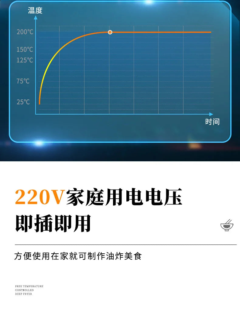 مقلاة كهربائية عميقة متعددة الوظائف سعة كبيرة 110 فولت لقلي الدجاج والبطاطس المقلية في المنزل