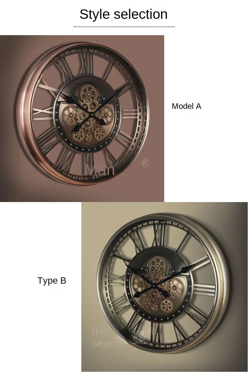 ساعة حائط معدنية أوروبية بتصميم فني عتيق، ساعة صامتة لتزيين غرفة المعيشة، هدية عيد ميلاد مبتكرة بحركة كوارتز